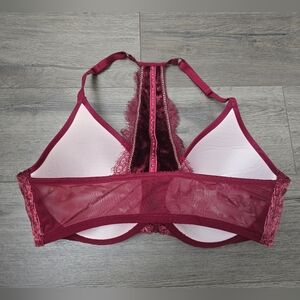 Victorias Secret Very Sexy Lightly Lined Plunge Bra Size 36 D Lace Studs Red